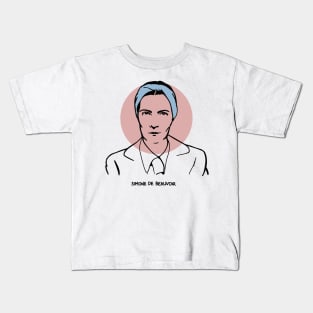 Simone de Beauvoir - Original Stylized Retro Graphic Design Kids T-Shirt